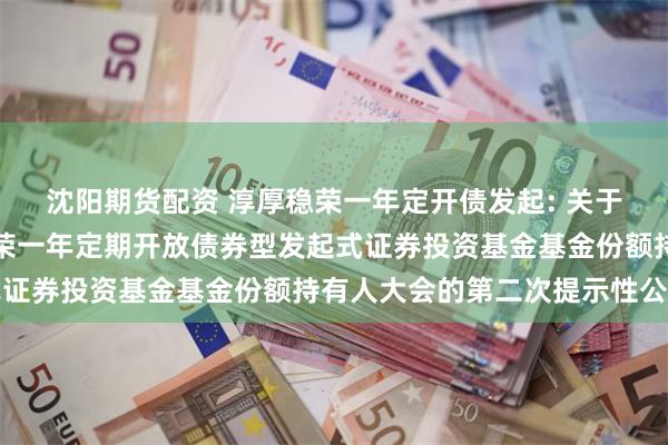 沈阳期货配资 淳厚稳荣一年定开债发起: 关于以通讯方式召开淳厚稳荣一年定期开放债券型发起式证券投资基金基金份额持有人大会的第二次提示性公告