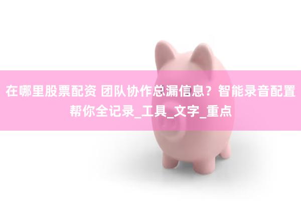 在哪里股票配资 团队协作总漏信息？智能录音配置帮你全记录_工具_文字_重点